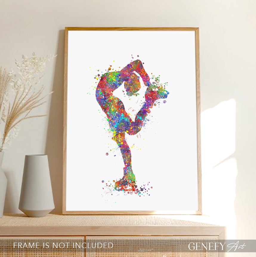 Ice Skating Watercolour Art Print