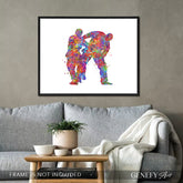 Jiu Jitsu Martial Arts Father and Son Watercolour Print