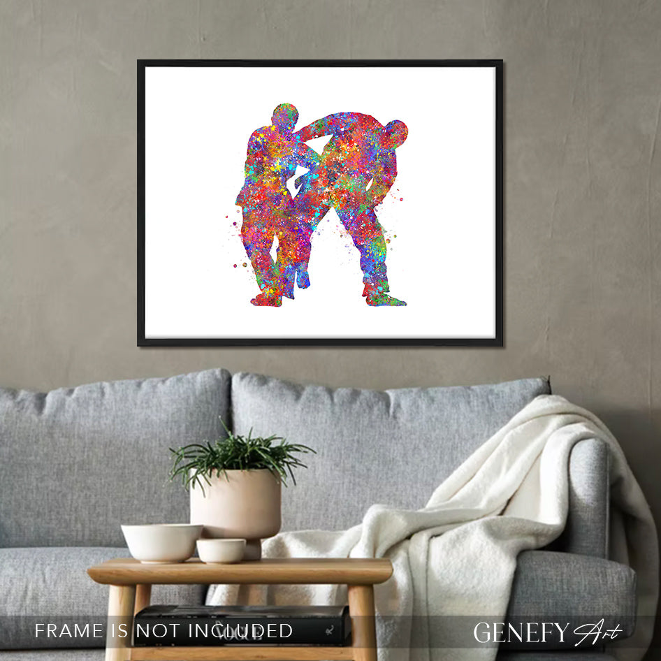Jiu Jitsu Martial Arts Father and Son Watercolour Print
