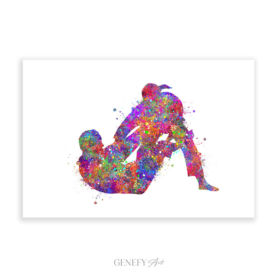 Jiu Jitsu Martial Arts Watercolour Print