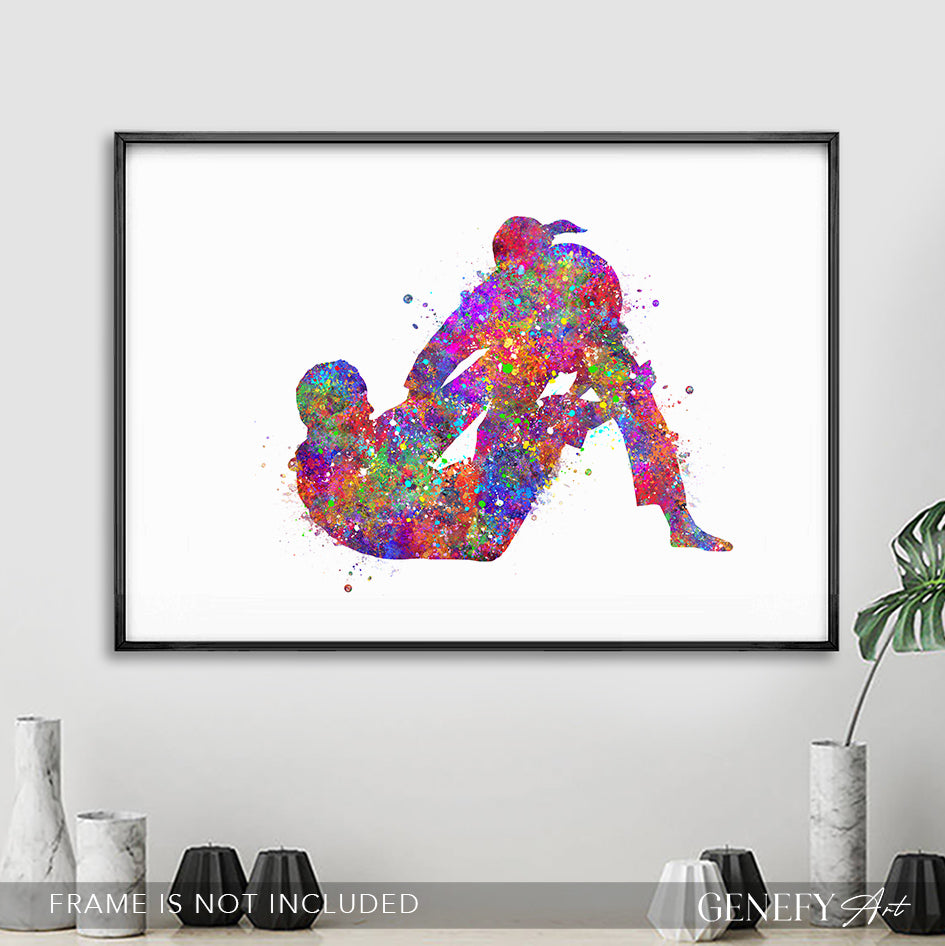Jiu Jitsu Martial Arts Watercolour Print