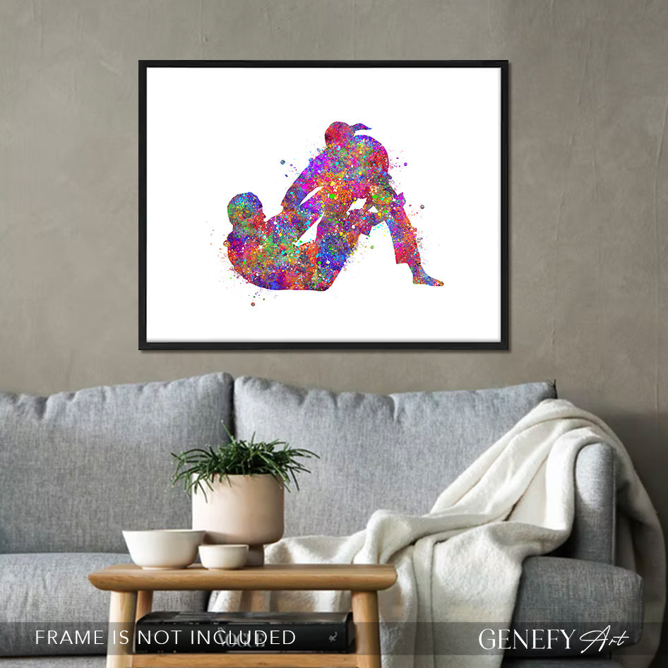 Jiu Jitsu Martial Arts Watercolour Print