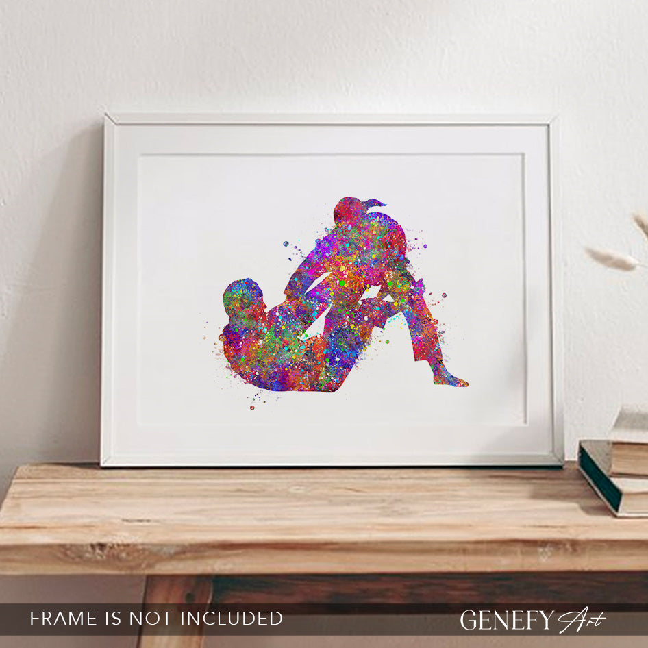 Jiu Jitsu Martial Arts Watercolour Print