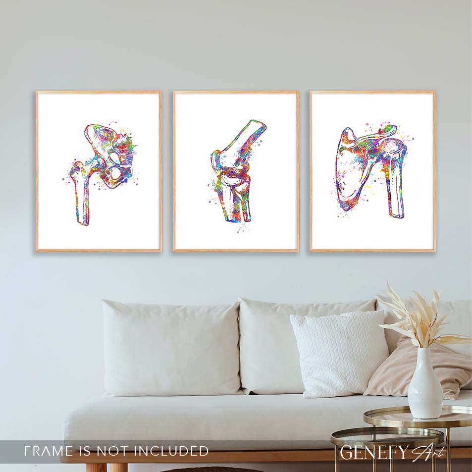 Hip Joint, Knee, Shoulder Bone Watercolour Print