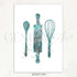 Baking Utensils Watercolour Kitchen Print - Genefy Art