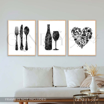 Kitchen Watercolour Print Set of 3