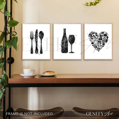 Kitchen Watercolour Print Set of 3