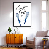 Baking Quote Blue Watercolour Print - Just Beat It - Genefy Art