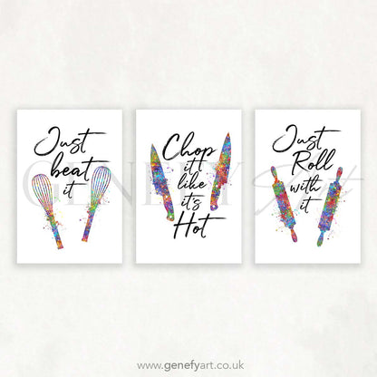 Kitchen Quote Watercolour Print Set of 3 - Genefy Art