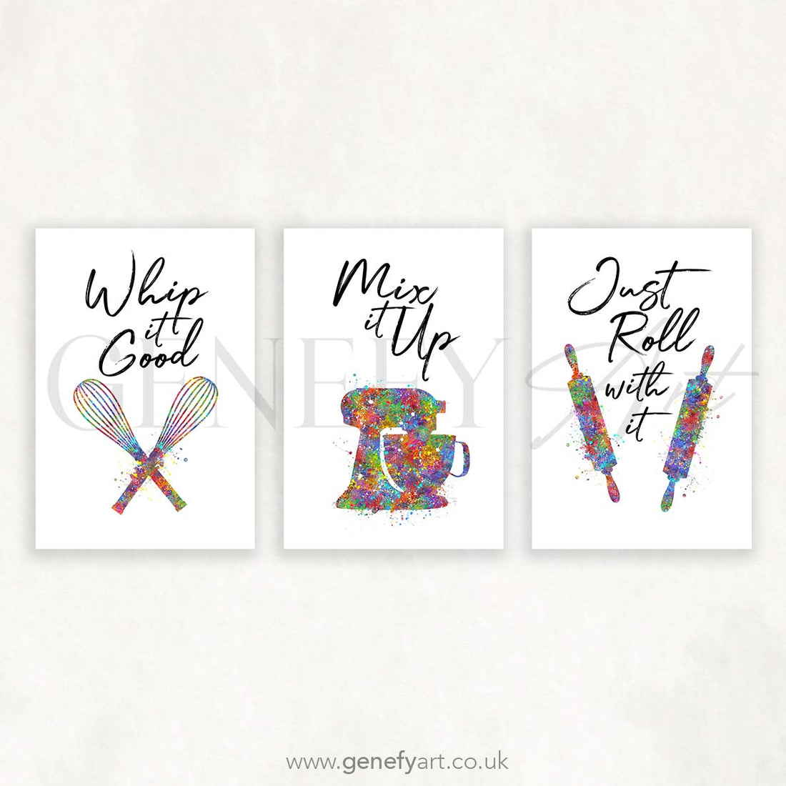 Kitchen Quote Watercolour Print Set of 3