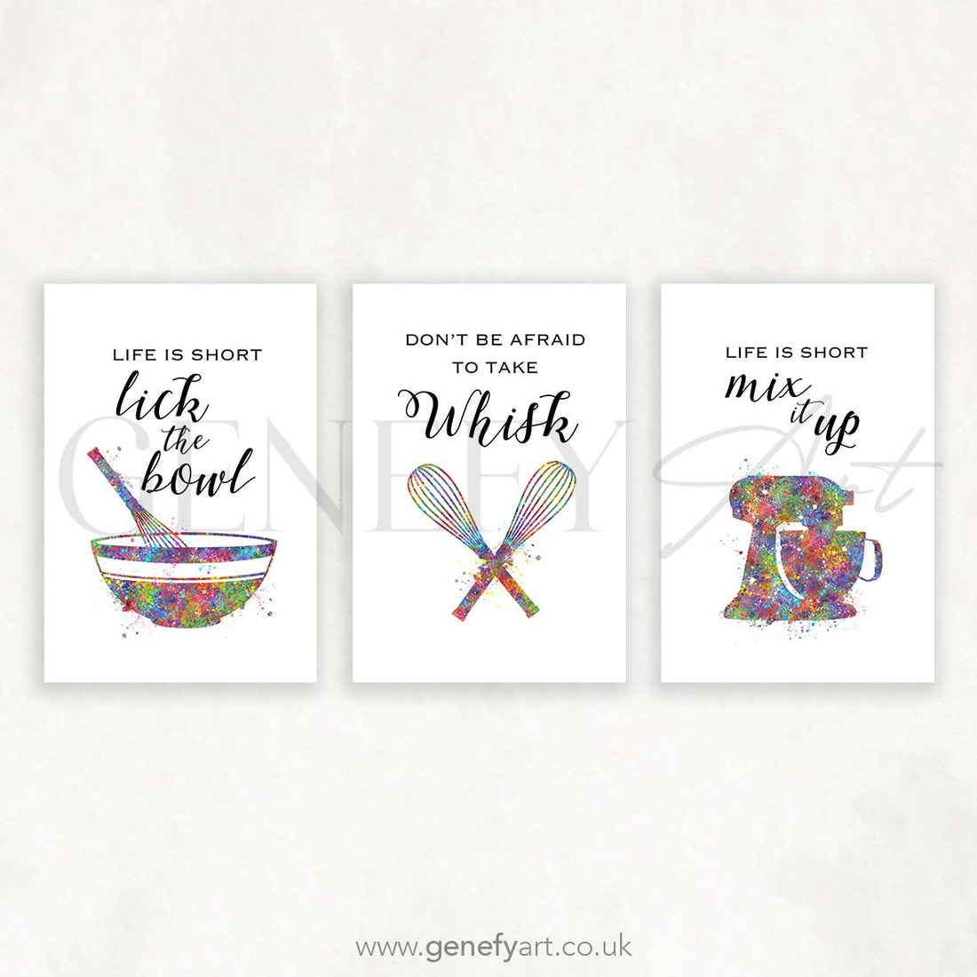 Kitchen Quote Watercolour Print Set of 3