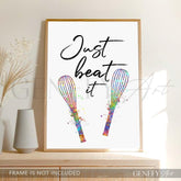 Baking Quote Watercolour Print - Just Beat It - Genefy Art