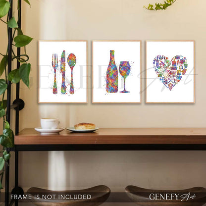Kitchen Watercolour Art -Set of 3