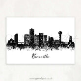 Knoxville Skyline Black and White Watercolour Print - Genefy Art