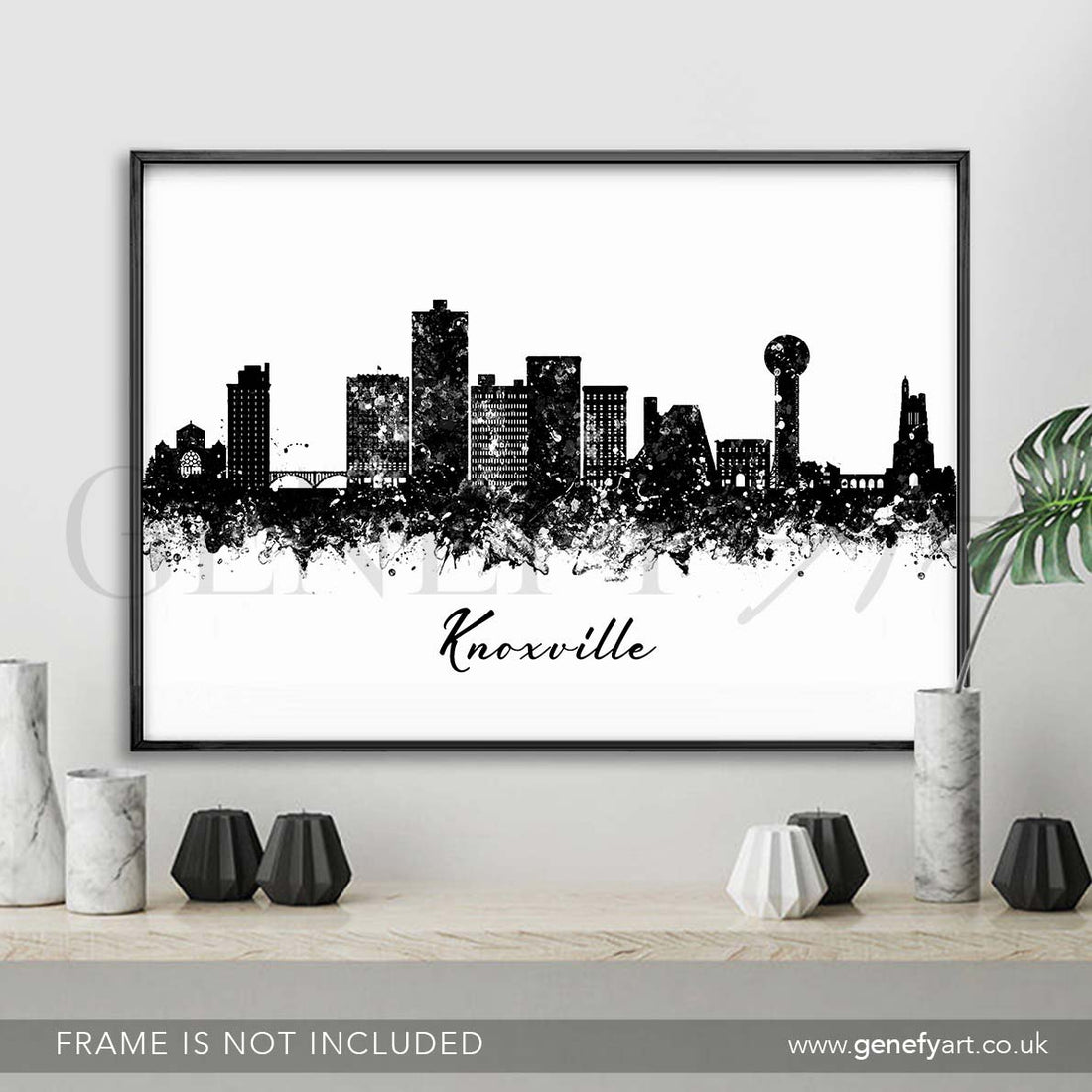 Knoxville Skyline Black and White Watercolour Print - Genefy Art