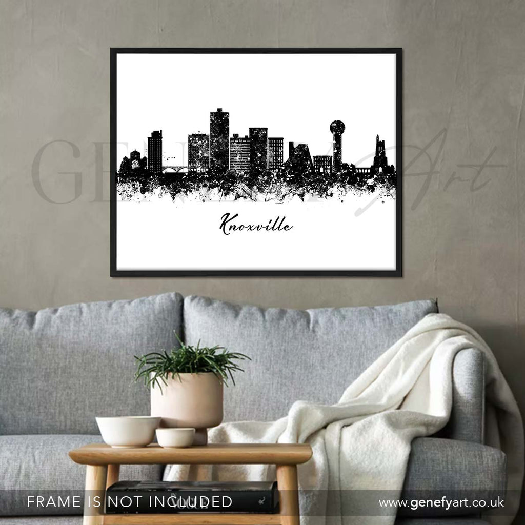 Knoxville Skyline Black and White Watercolour Print - Genefy Art
