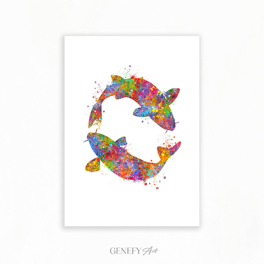 Koi Fish Watercolour Art Print