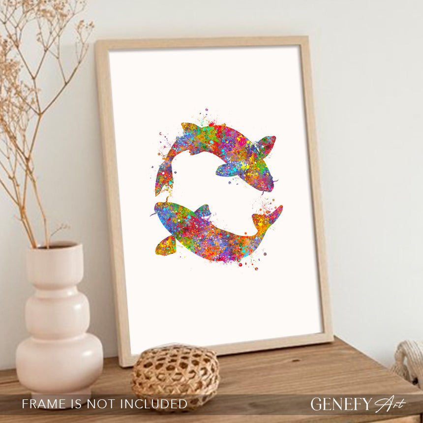 Koi Fish Watercolour Art Print