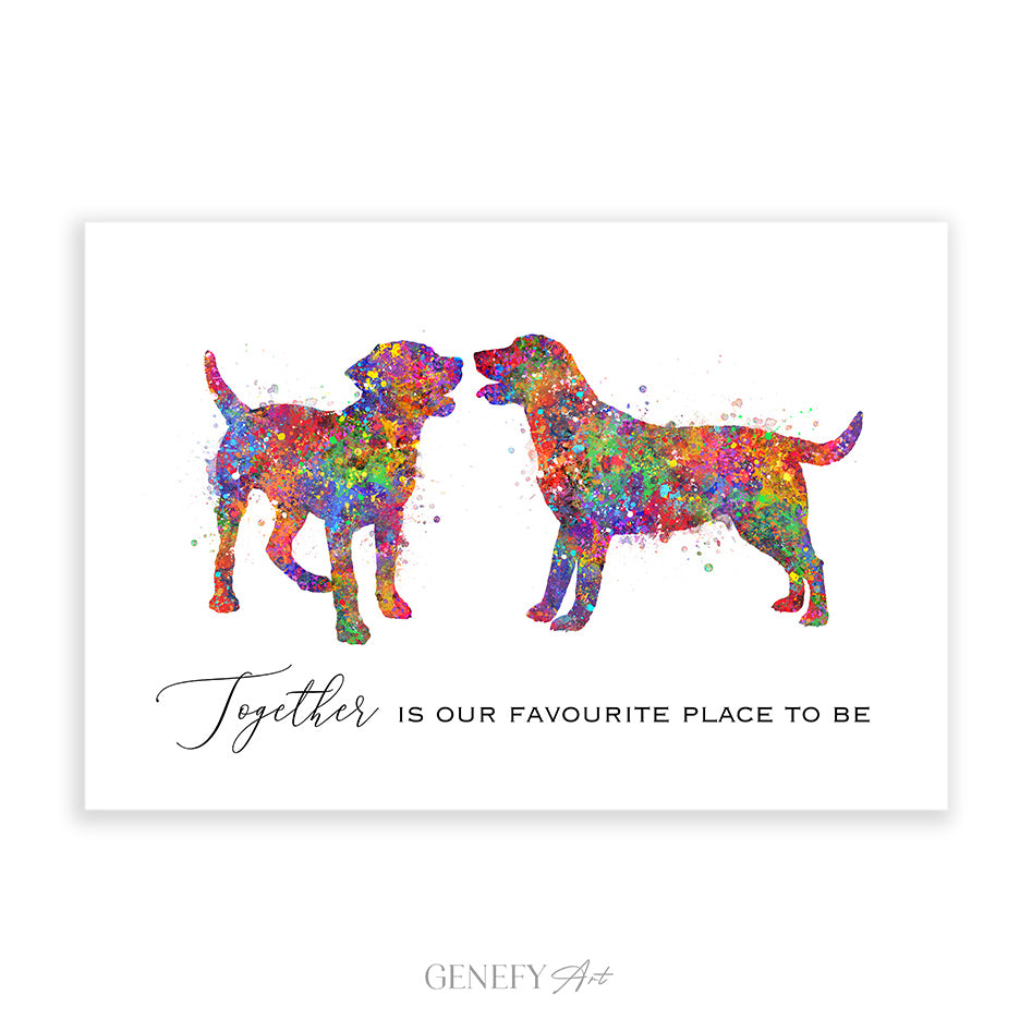 Labrador Couple Love Quote Watercolour Print