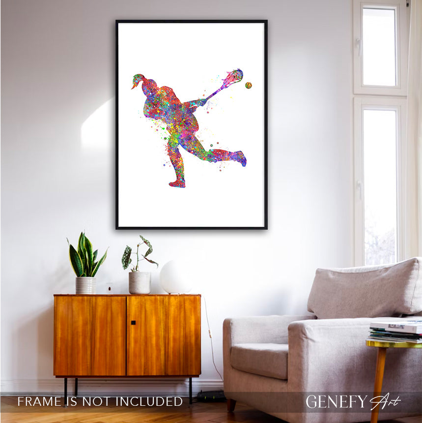 Lacrosse Female Player Watercolour Print Genefy Art