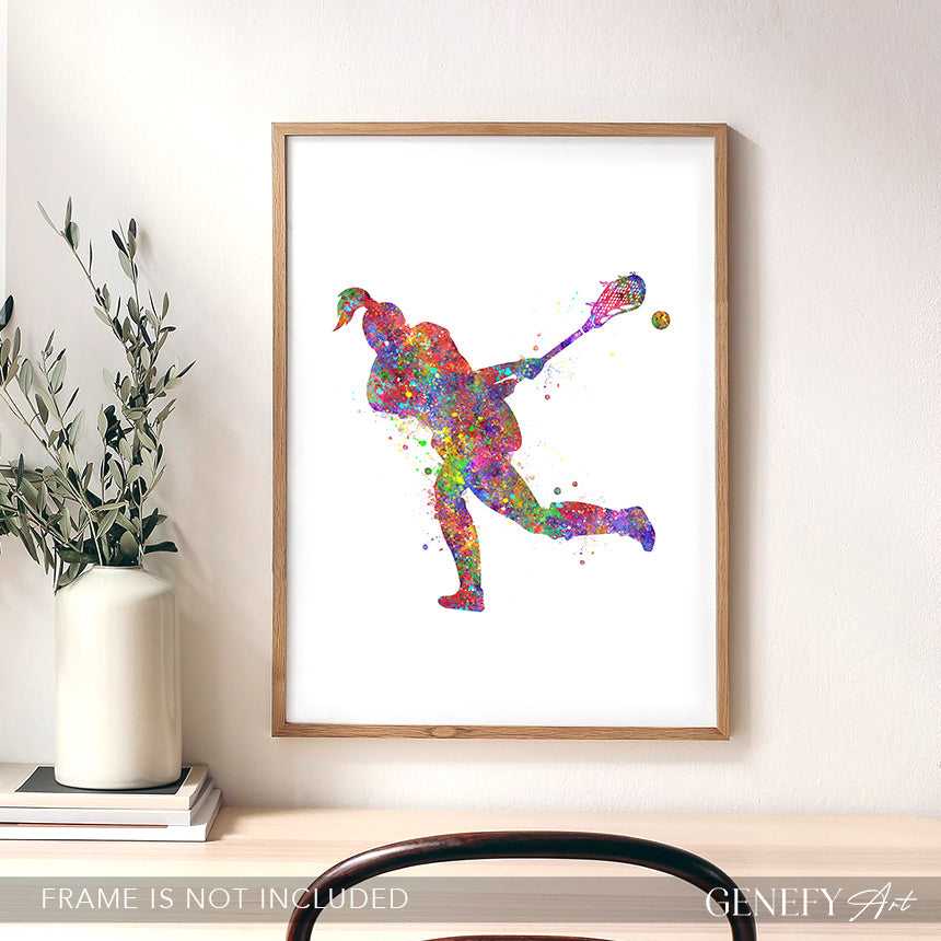 Lacrosse Female Player Watercolour Print Genefy Art