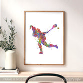 Lacrosse Female Player Watercolour Print Genefy Art