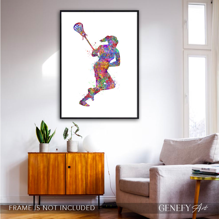 Lacrosse Player Watercolour Print Genefy Art
