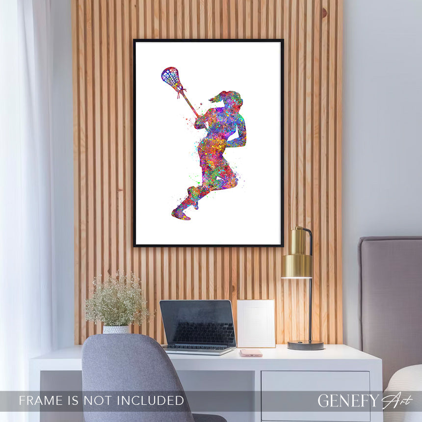 Lacrosse Player Watercolour Print Genefy Art
