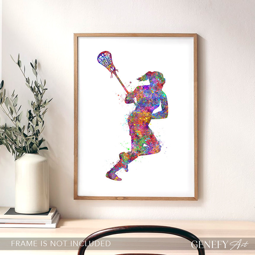Lacrosse Player Watercolour Print Genefy Art