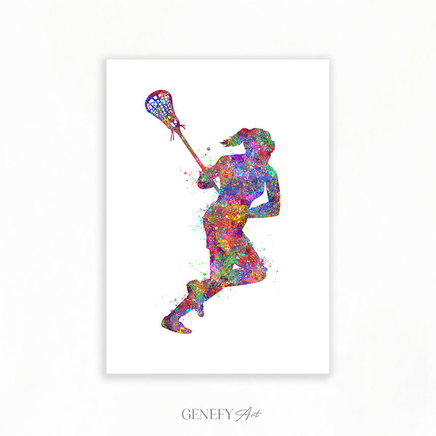 Lacrosse Player Watercolour Print Genefy Art