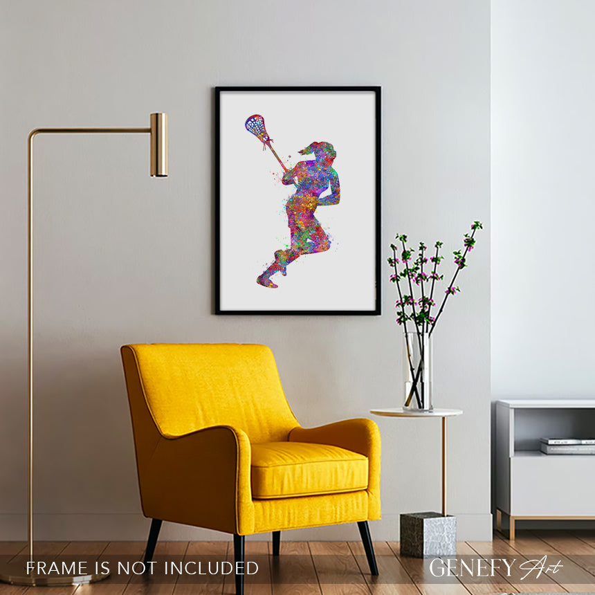 Lacrosse Player Watercolour Print Genefy Art