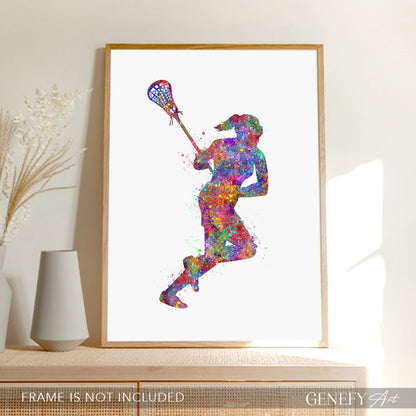 Lacrosse Player Watercolour Print Genefy Art
