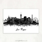 Las Vegas Skyline Black and White Watercolour Print - Genefy Art