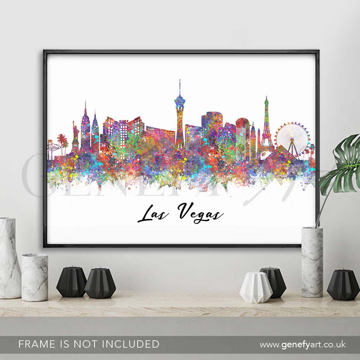 Las Vegas Skyline Watercolour Print - Genefy Art