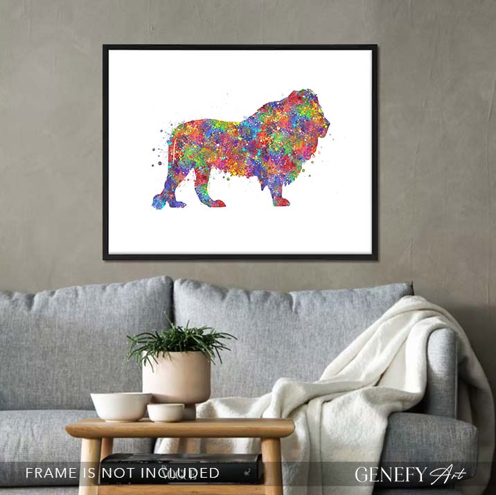 Lion Watercolour Wall Art