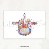 Lumbar Spine Cross Section Anatomy Watercolour Print - Genefy Art