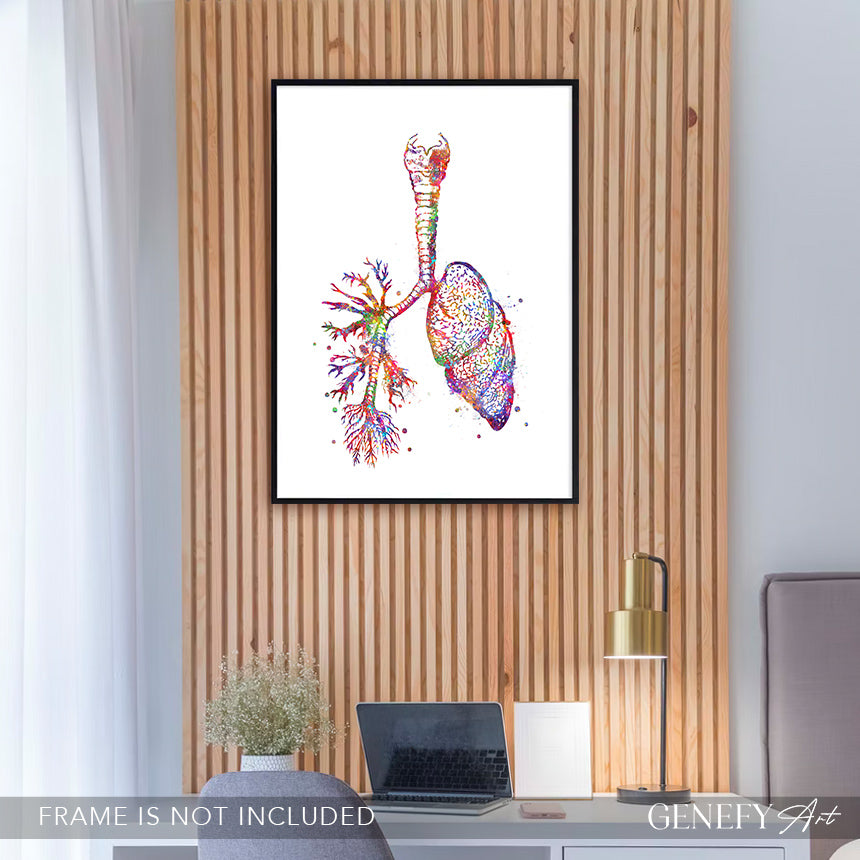 Lungs Anatomy Watercolour Art Print