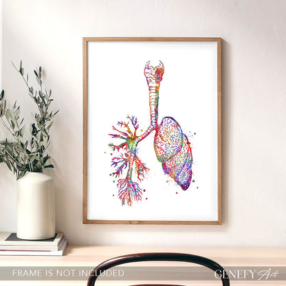 Lungs Anatomy Watercolour Art Print
