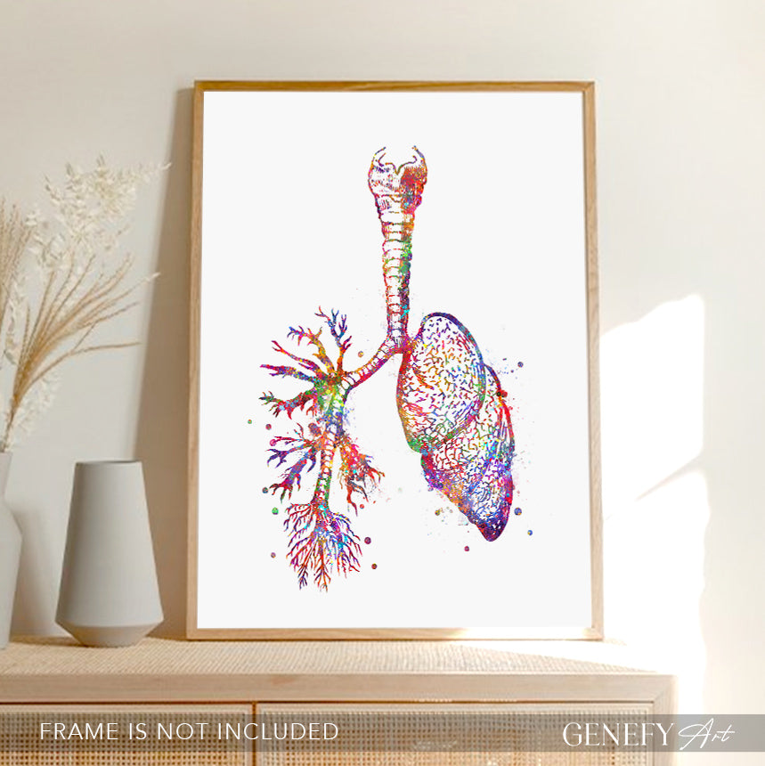 Lungs Anatomy Watercolour Art Print
