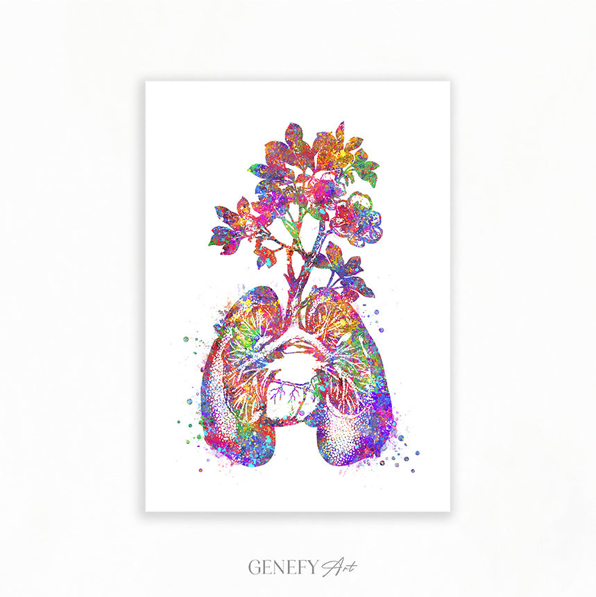 Lungs Anatomy Watercolour Art Print