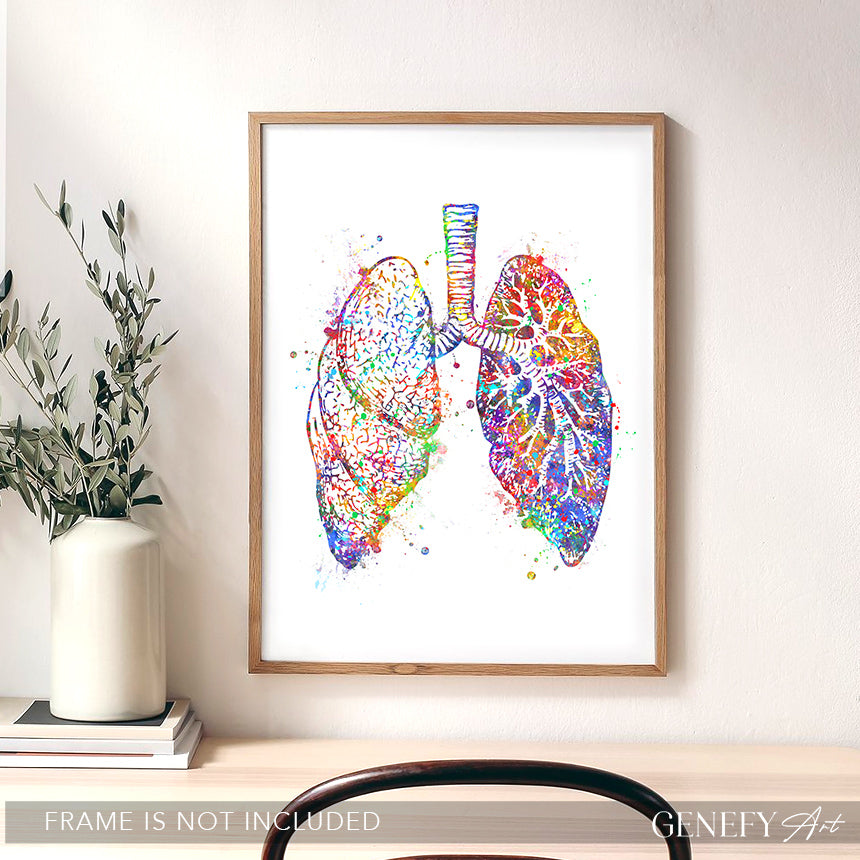 Lungs Anatomy Watercolour Art Print
