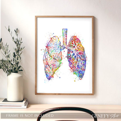 Lungs Anatomy Watercolour Art Print