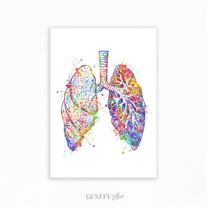 Lungs Anatomy Watercolour Art Print