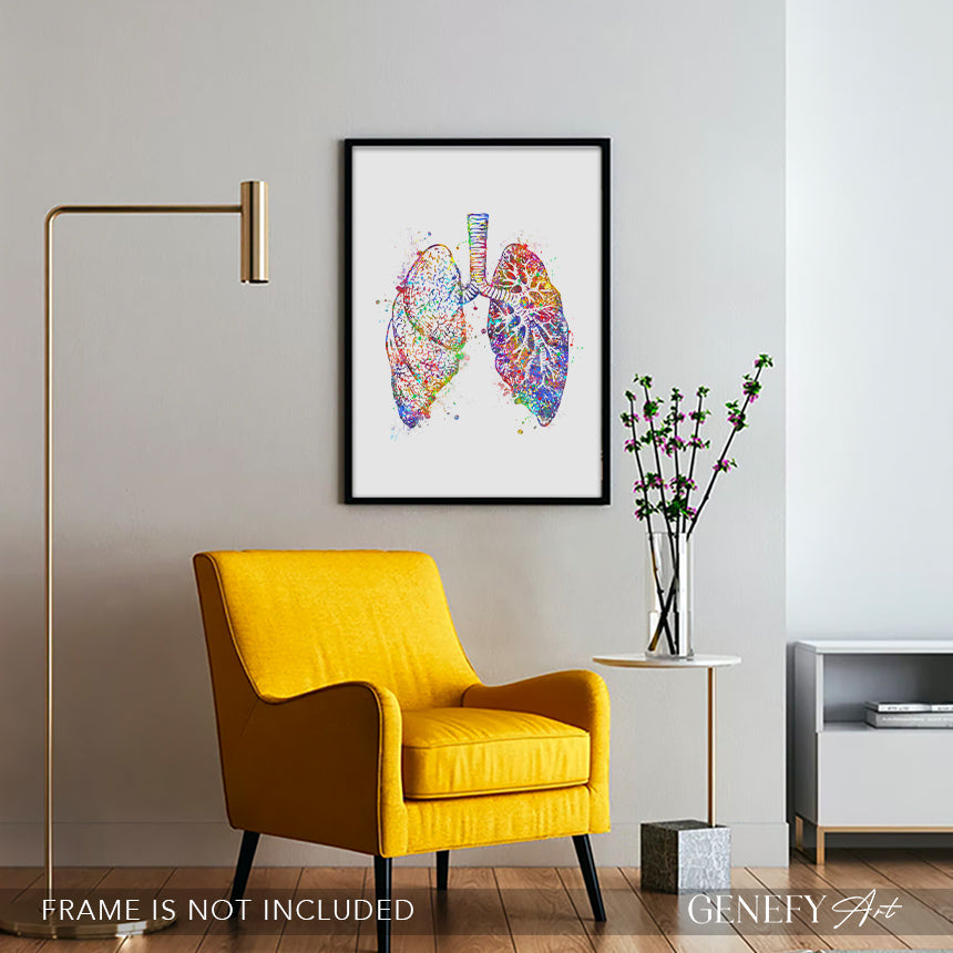 Lungs Anatomy Watercolour Art Print