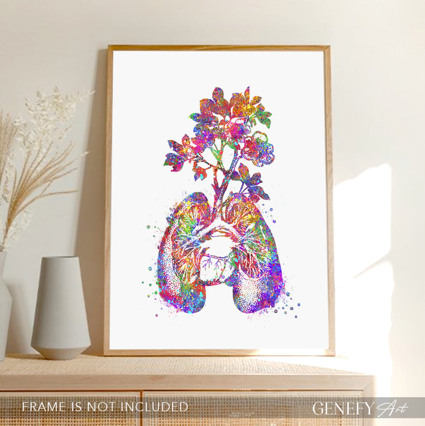 Lungs Anatomy Watercolour Art Print