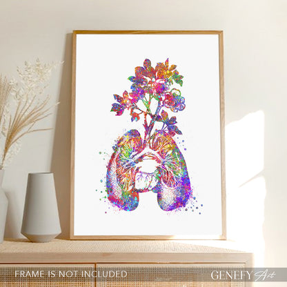 Lungs Anatomy Watercolour Art Print