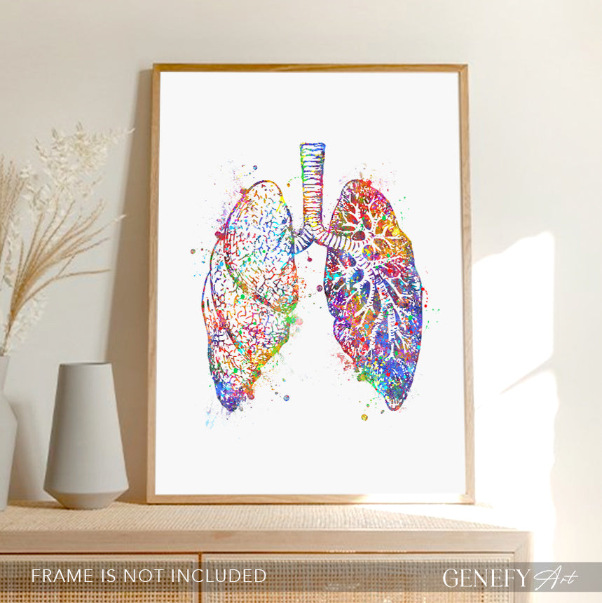 Lungs Anatomy Watercolour Art Print