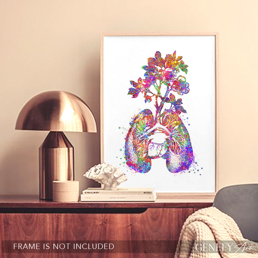 Lungs Anatomy Watercolour Art Print