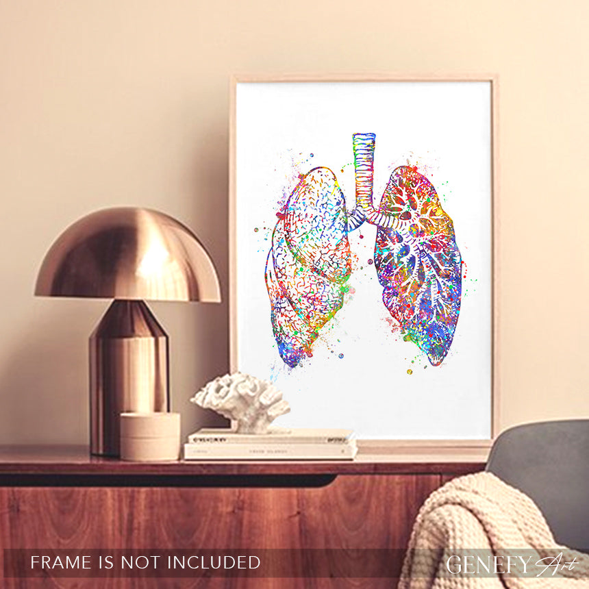 Lungs Anatomy Watercolour Art Print
