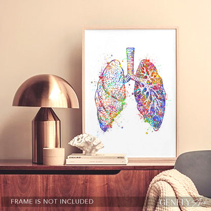 Lungs Anatomy Watercolour Art Print